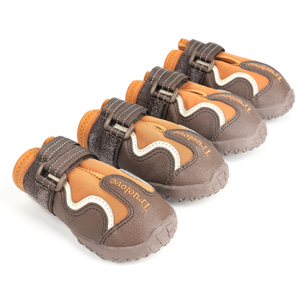 Truelove Reflective Waterproof and TPR Sole Shoes for Dogs (Pinecone Glazed Ginger, Set of 4) For Discount