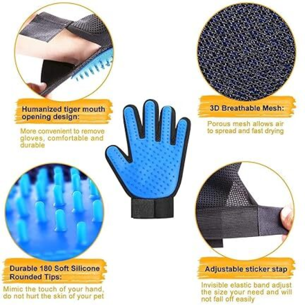 Chullbull Grooming Bath Gloves for Dogs (Blue Black) Supply