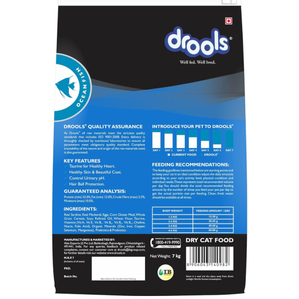 Drools Ocean Fish Adult Cat Dry Food and Real Chicken Creamy Cat Treats Combo Online Sale