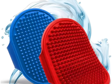 Chullbull Rubber Bristles Hand Brush Comb for Dogs (Red Blue) Sale