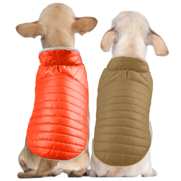 Talking Dog Club Double Trouble Reversible Jackets for Dogs (Orange Brown) Online Hot Sale