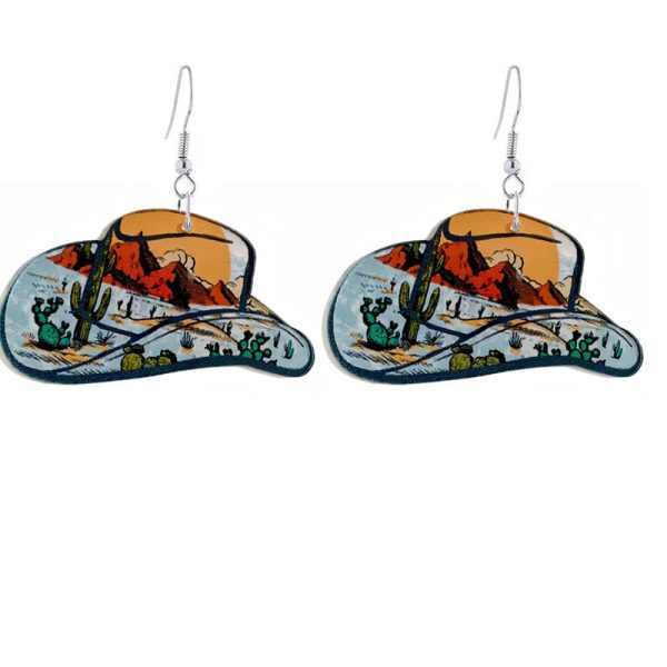 Wholesale Western Cowboy Hat Acrylic Earrings Supply