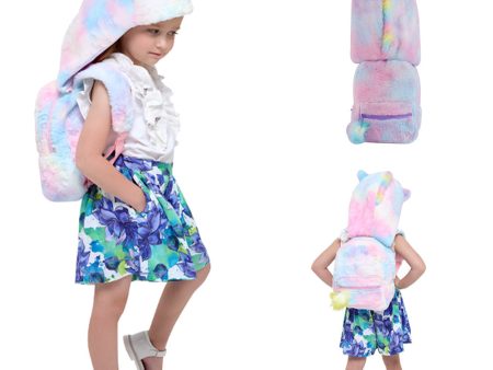 Wholesale Children s Cartoon Unicorn Hooded Plush Pointy Corners Cute Backpack Fashion