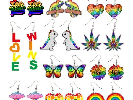 Wholesale LGBT Rainbow Pride Month Butterfly Sunflower Acrylic Earrings Sale