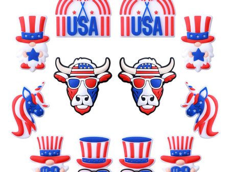 Wholesale 20PCS Independence Day Themed Gnome Silicone Beads For Cheap