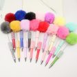 Wholesale Beadable Pens Sugar Rhinestone Leopard Print Pom Pom Pen Fluffy Pens Fashion