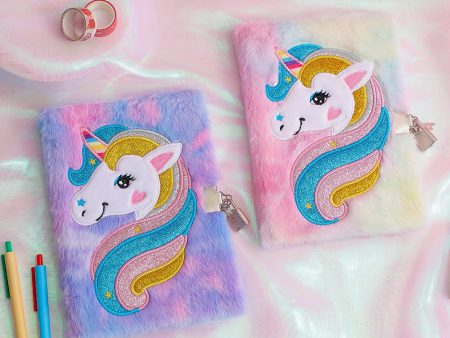 Wholesale Cartoon Unicorn Plush Notebook with Lock For Cheap