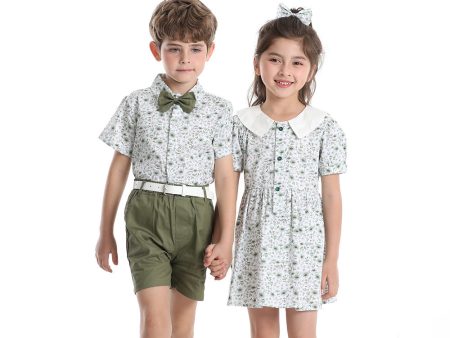 Wholesale Children s Cotton Short Sleeved Shirt Sets For Discount