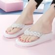 Wholesale Breathable Pearl Outdoor Wedge Heel Flip Flops Supply