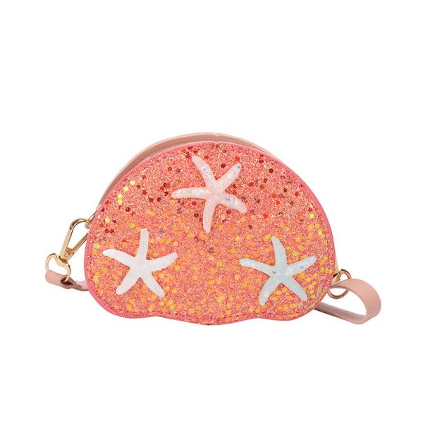 Wholesale Children s Shell Glittering Diagonal PU Cross Bag Cheap