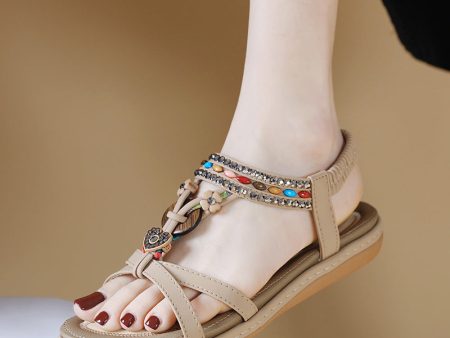 Wholesale of Women s Rhinestone Beach Flat Bottomed Rubber Sandals For Cheap