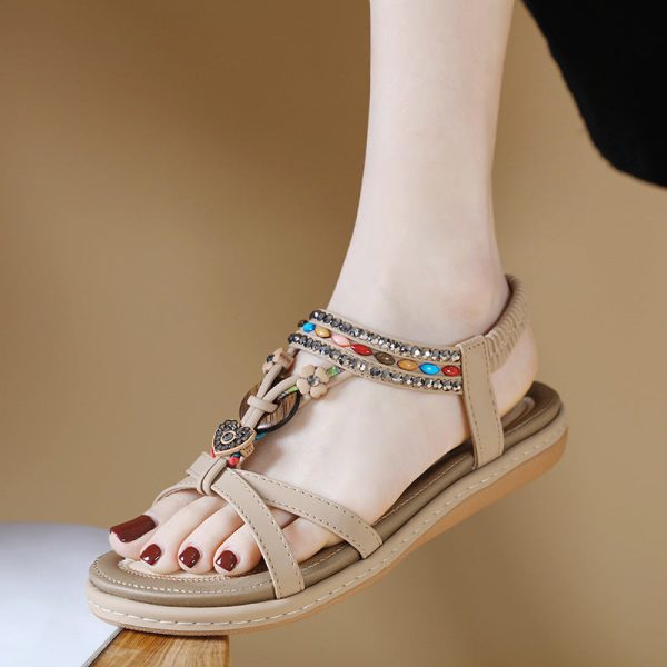 Wholesale of Women s Rhinestone Beach Flat Bottomed Rubber Sandals For Cheap