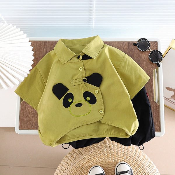 Wholesale Boys  Cotton Panda Shirt and Shorts Set Online Sale