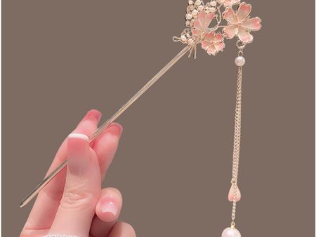 Wholesale Cherry Blossom Hairpin Tassel Cheongsam Plate Alloy Hairpin For Cheap