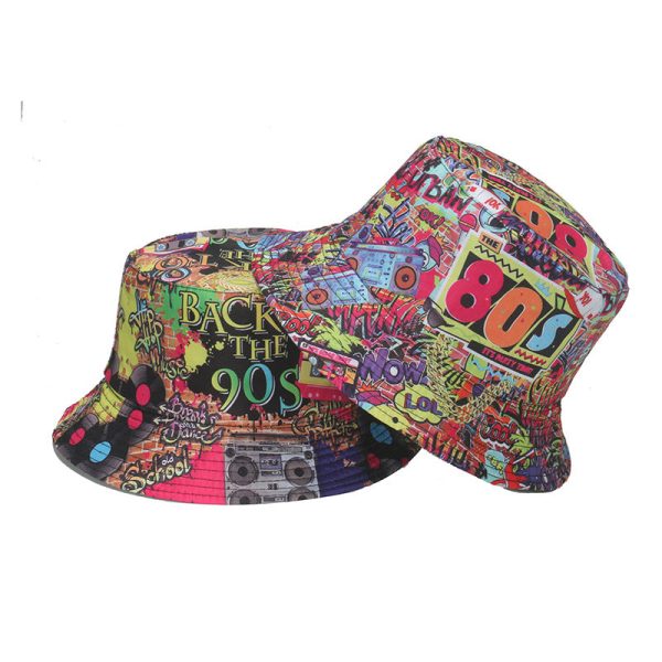 Wholesale Bucket Hat Retro Disco Party Pot Hat Graffiti Bucket Hat Fashion