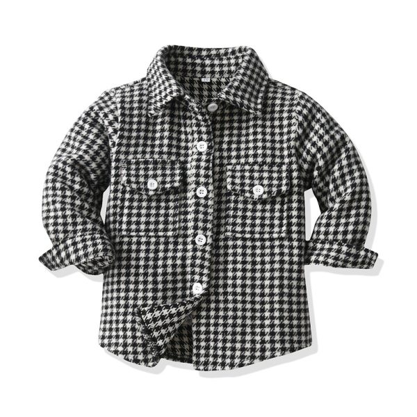 Wholesale Children s Cotton Long Sleeved Plaid Shirts Fashion