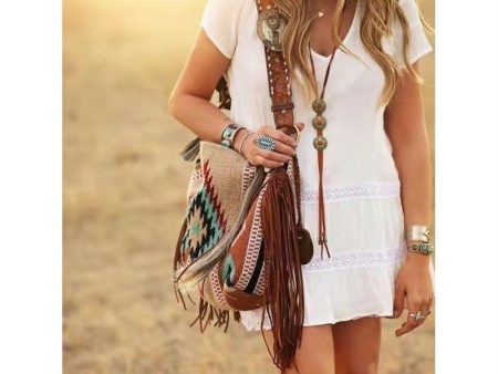 Wholesale Aztec Flowing Cotton and Hemp Canvas Handheld Shoulder Bag Online Sale