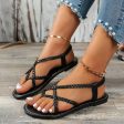 Wholesale Flat Thong Toe Braided Hollow Sandals Sale