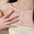 Wholesale Camellia Pearl Necklace Tassel Double Layered Clavicle Chain For Discount