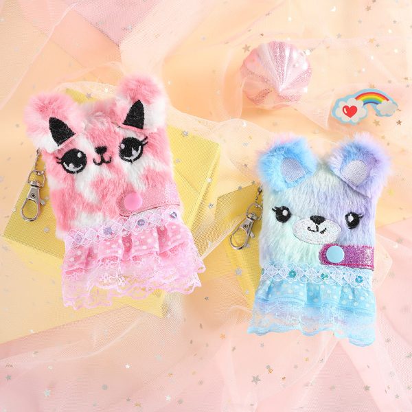 Wholesale Cartoon Cute Cat Pink Skirt Plush Notebook Online now