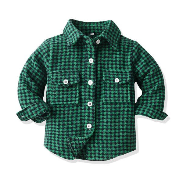 Wholesale Children s Cotton Long Sleeved Plaid Shirts Fashion