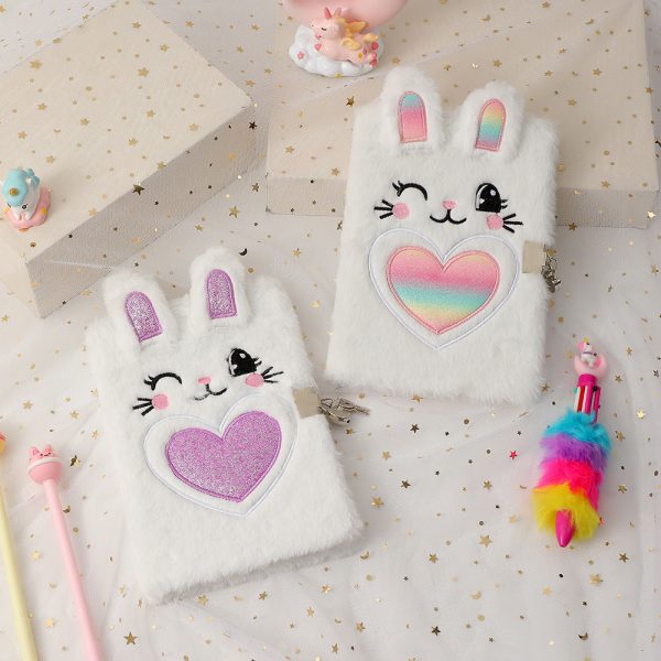 Wholesale Cartoon Bunny Plush Notebook with Lock Cheap