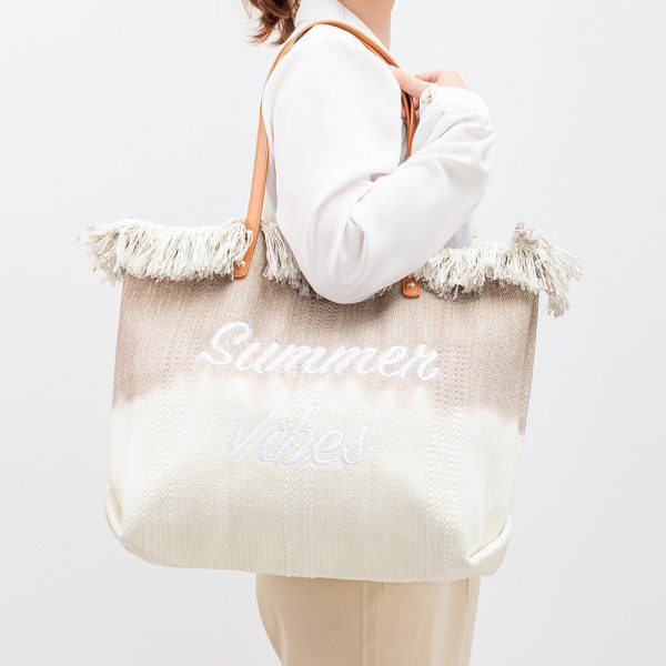 Wholesale Embroidered Tote Bag Tassel Canvas Bag For Discount