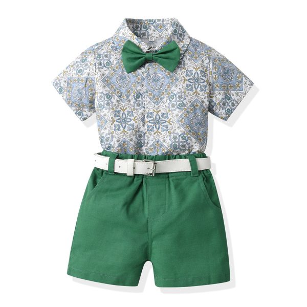 Wholesale Children s Cotton Short Sleeved Shirt Sets For Discount