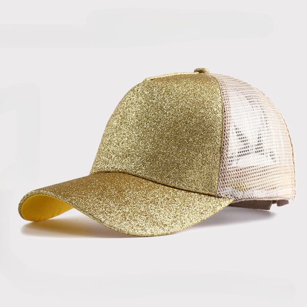 Wholesale Back Opening Fashion Sequined Mesh Ponytail Hat For Cheap