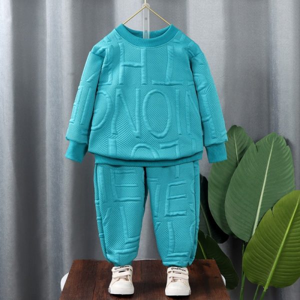 Wholesale Autumn Children s Polyester Casual Hoodie Two-piece Set Cheap