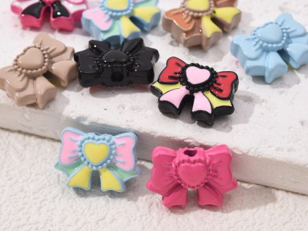 Wholesale 10PCS PACK Candy Colored Alloy Bow Beads Hot on Sale