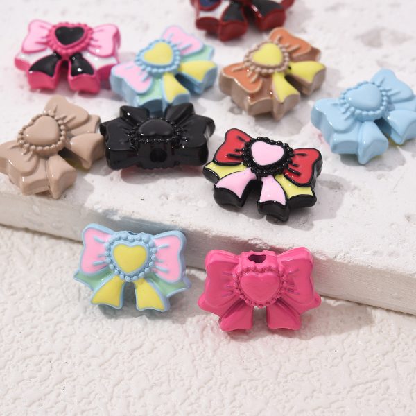 Wholesale 10PCS PACK Candy Colored Alloy Bow Beads Hot on Sale