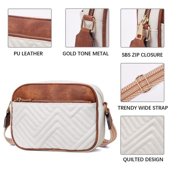 Wholesale Aztec Embroidered Plaid Color Blocking Zipper PU Crossbody Bag Hot on Sale