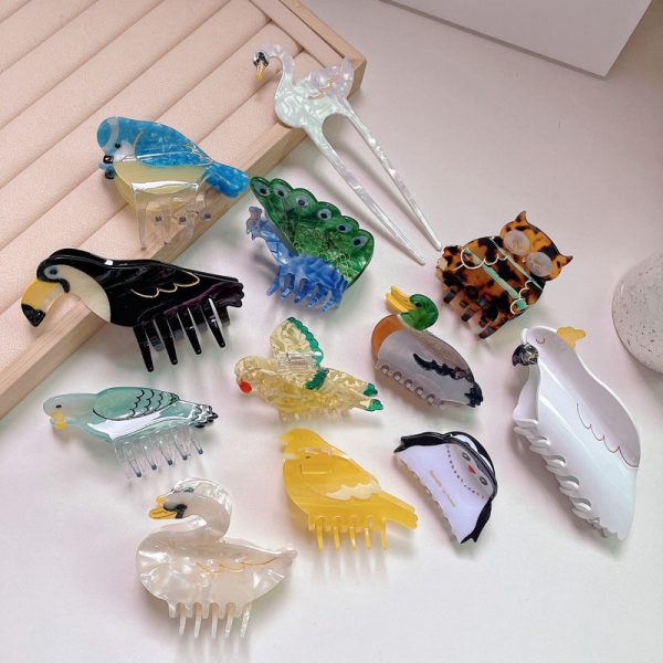 Wholesale Animal Acetate Colorful Bird Hair Clips Online Sale