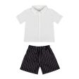 Wholesale Children s Cotton Short Sleeved Shoulder Belt Pants Set Cheap