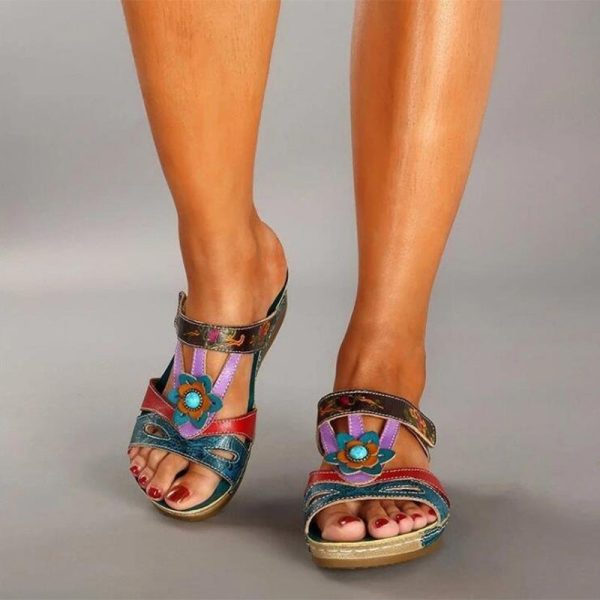 Wholesale Bohemian Ethnic Style Floral Wedge Sandals Hot on Sale