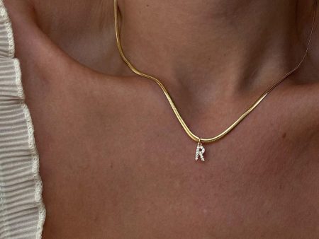 First Batch of 18k Real Gold Electroplated Zircon Small Letters Snake Chain Necklace For Cheap