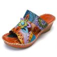 Wholesale Ethnic Style Summer Color Matching Wedge Heel Totem Sandals Online Sale