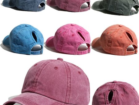 Wholesale Washed Ponytail Curved Brim Cotton Baseball Caps Hot on Sale