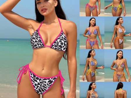 Wholesale Cow Print Backless Strap Bikini Tankini Swimsuit Sale