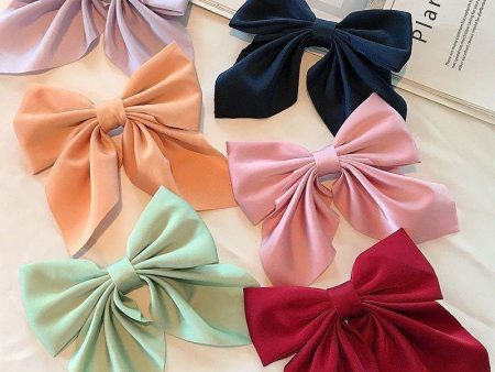 Wholesale Solid Color Fabric Sweet Bow Hair Clip Sale