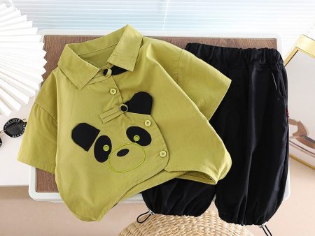 Wholesale Boys  Cotton Panda Shirt and Shorts Set Online Sale