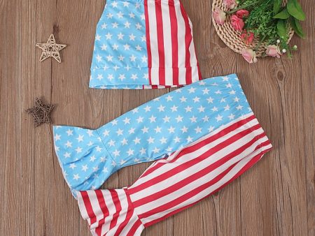 Wholesale Independence Day Camisole Flare Trousers Two Piece Children s Clothing Set Online now