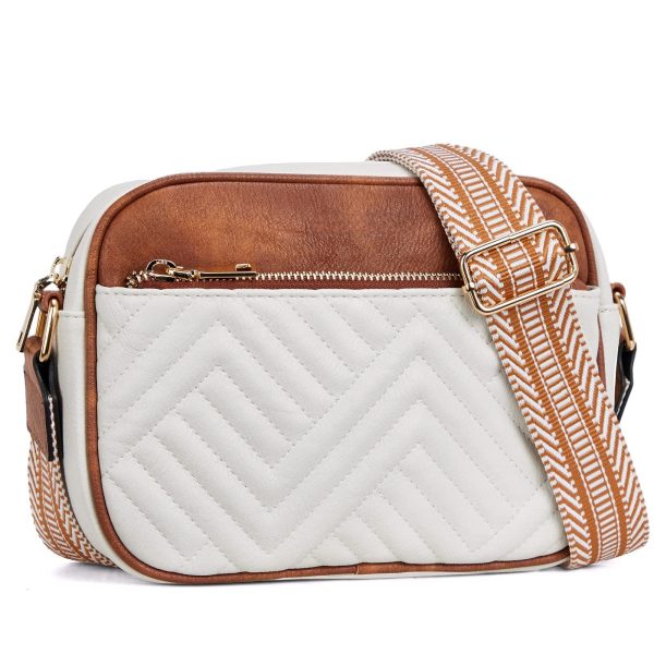 Wholesale Aztec Embroidered Plaid Color Blocking Zipper PU Crossbody Bag Hot on Sale