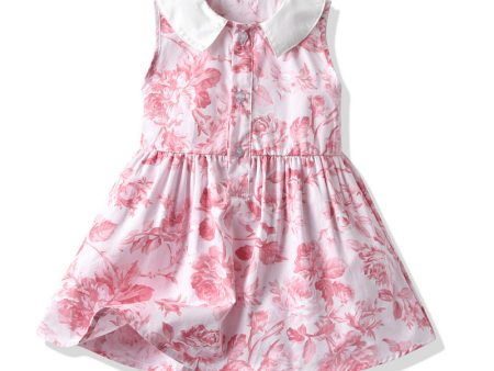 Wholesale Children s Cotton Sleeveless Floral Doll Neck Dresses Fashion