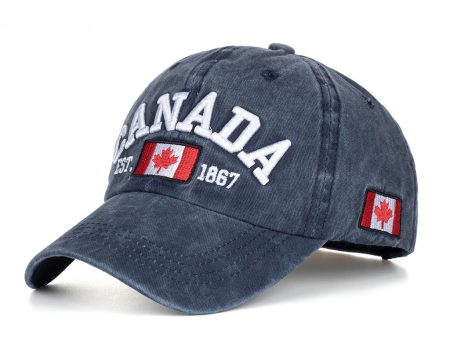 Wholesale CANADA Letter Washed Cotton Distressed Baseball Cap Cheap