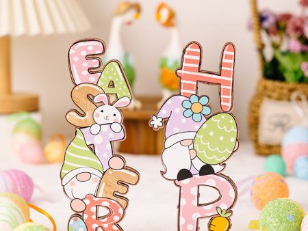 Wholesale Easter Letter Dwarf Rabbit Easter Egg Wooden Parts Sale