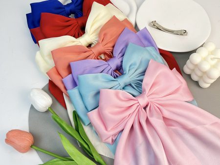 Wholesale Solid Color Bow Satin Streamer Spring Hairpin Hot on Sale