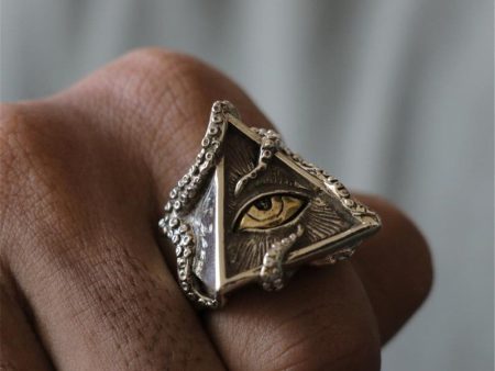 Wholesale Eye of Horus Men s Octopus Triangle Eye Ring For Discount