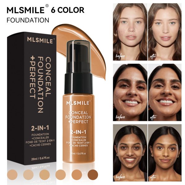 Wholesale MLSMILE Liquid Foundation Lasting Waterproof and Sweat-proof, Easy To Open The Oil Control Concealer Foundation Sale